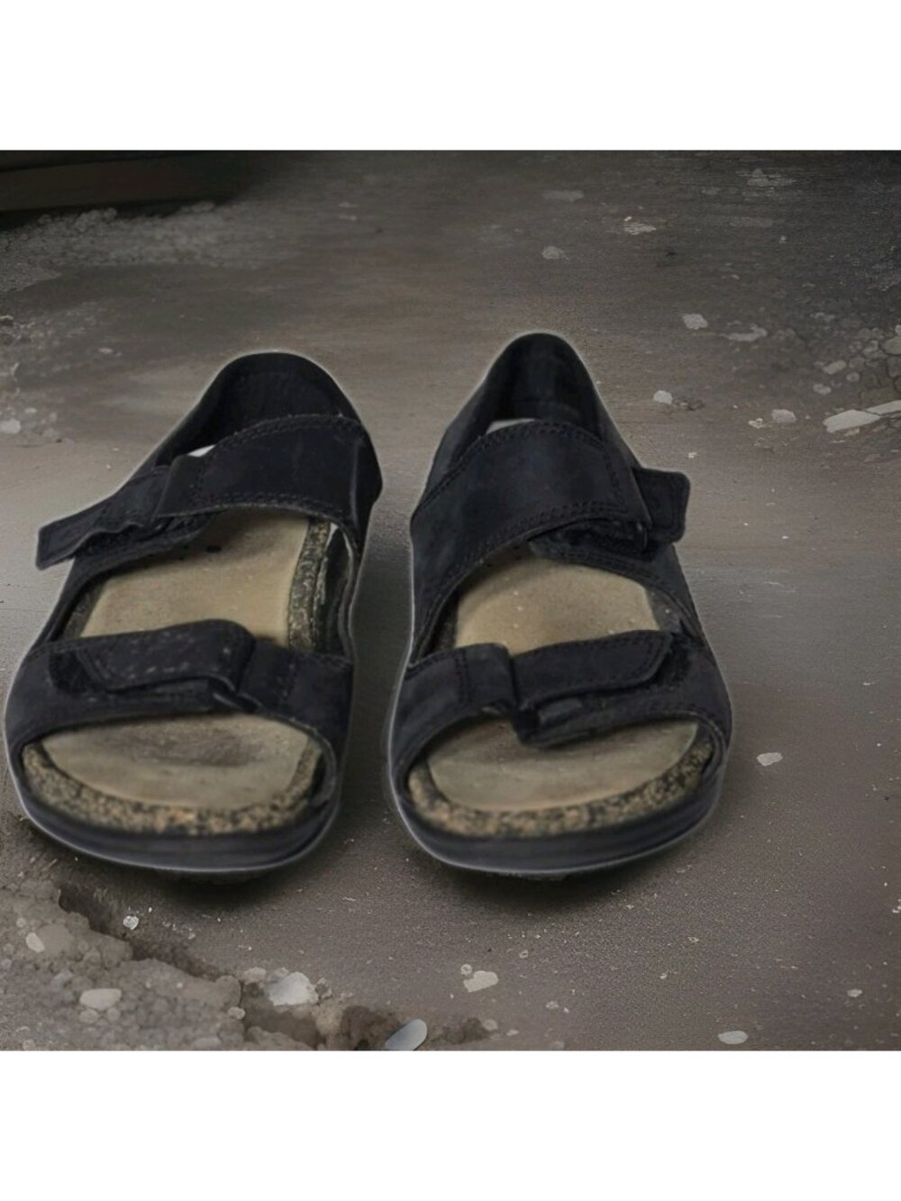 ECCO Cozmo Three Strap Sandal Nubuck Black Sandals Women's Size 7 / 37 Euro